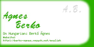 agnes berko business card